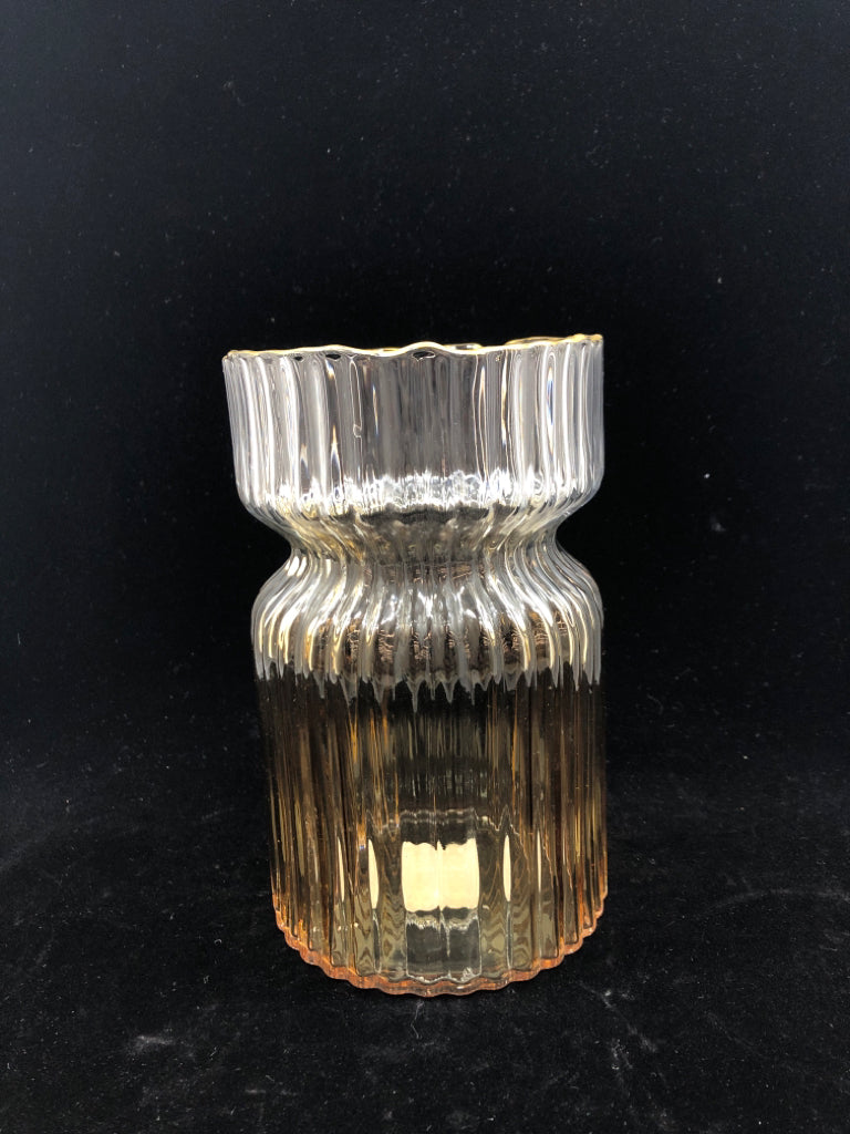GOLD OMBRE GLASS VASE.