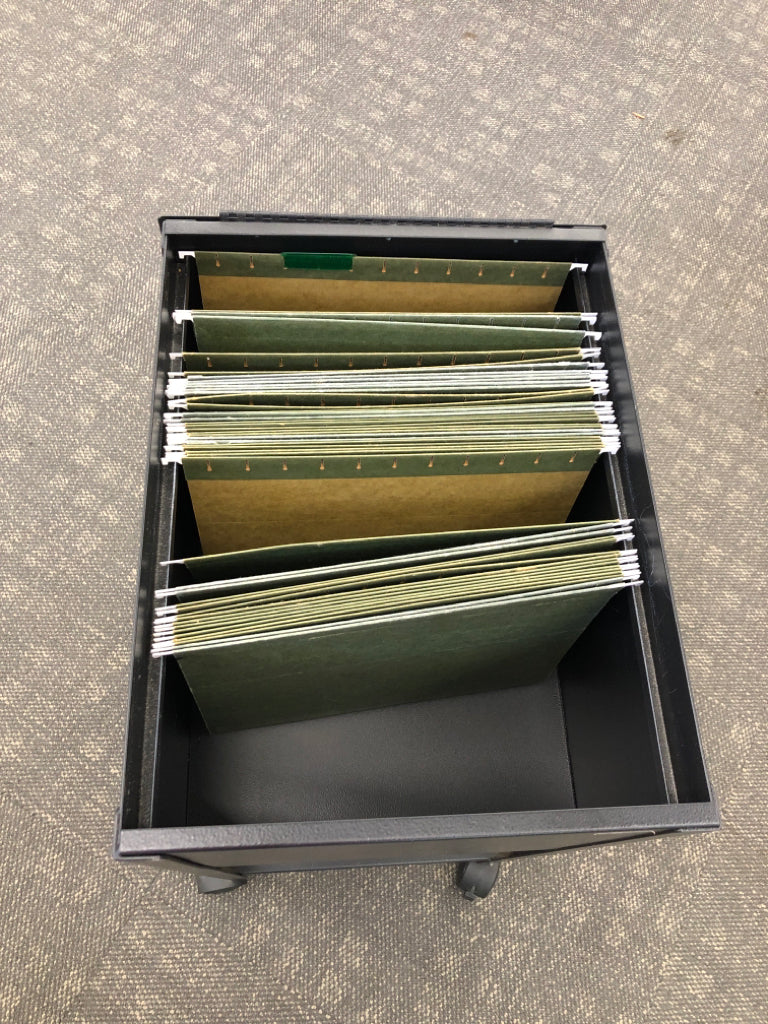 BLACK SAFCO METAL FILE CABINET.