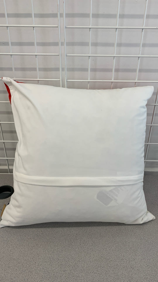 GEOMETRIC RED WHITE AND BLUE PILLOW.
