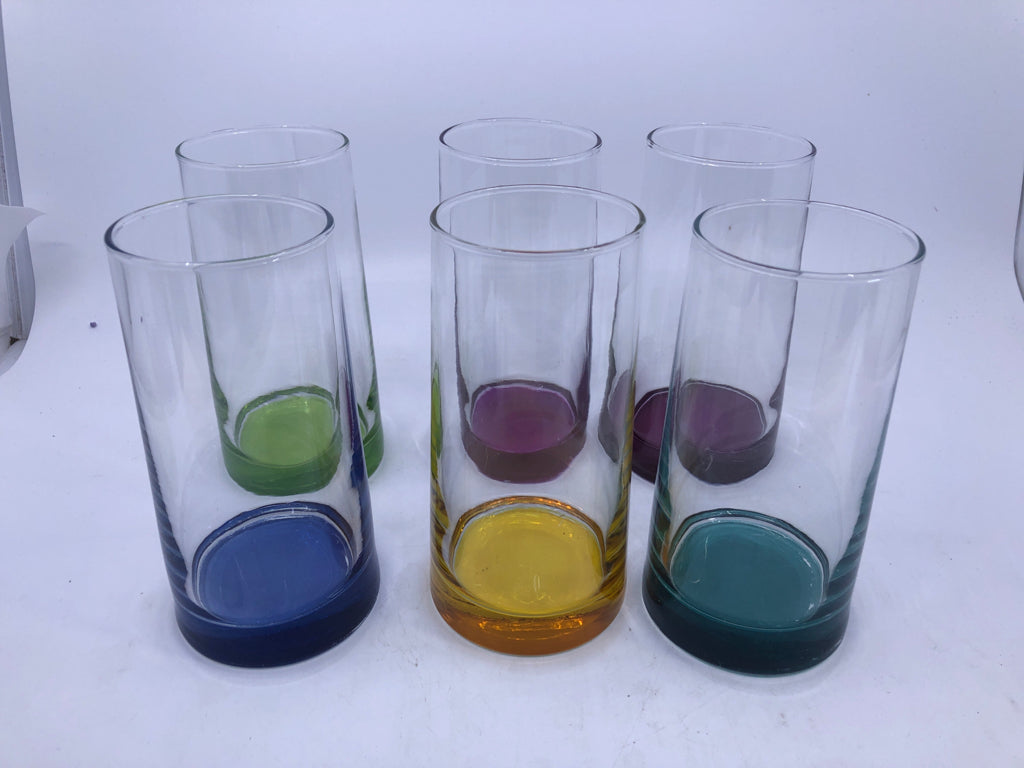 6 COLORFUL WATER GLASSES.