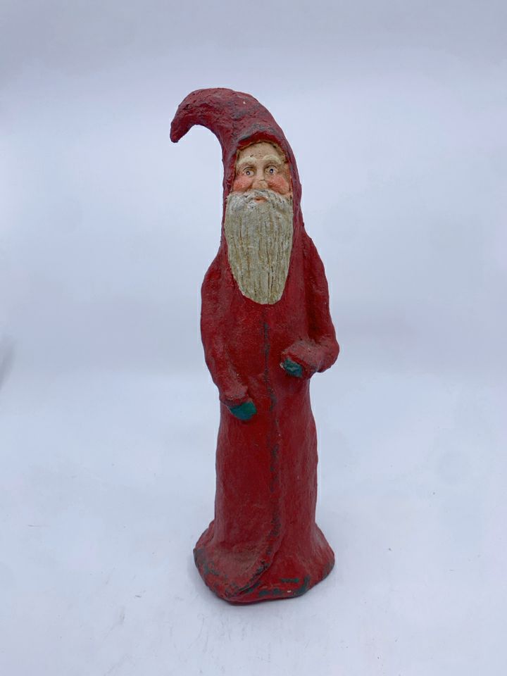 TALL VTG SANTA IN RED COAT.