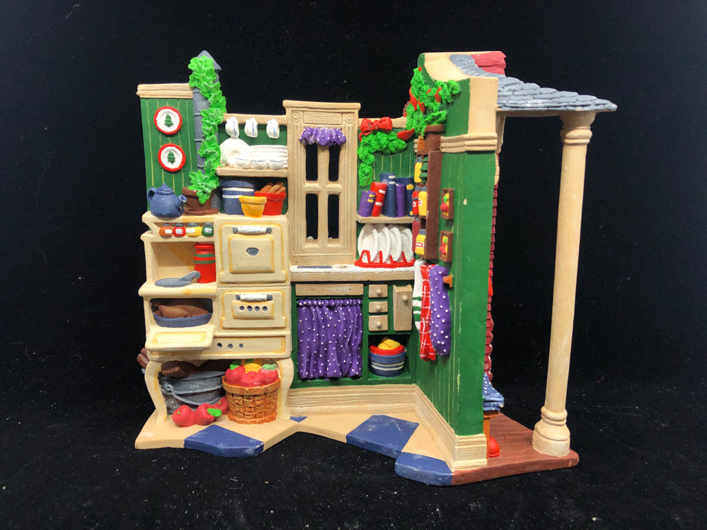 DEPARTMENT 56 ALL THROUGH THE HOUSE KITCHEN HOLIDAY SCENE.