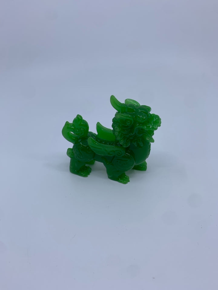 RESIN GREEN CHINESE DRAGON FIGURE.