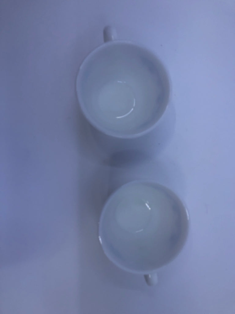 2 CORNING WARE MUGS W BLUE FLORAL.