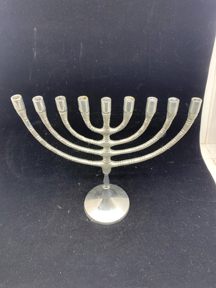 SILVER METAL MENORAH.