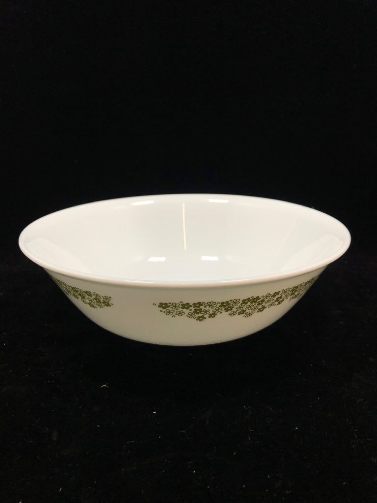 CORELLE GREEN FLOWER SERVING BOWL.