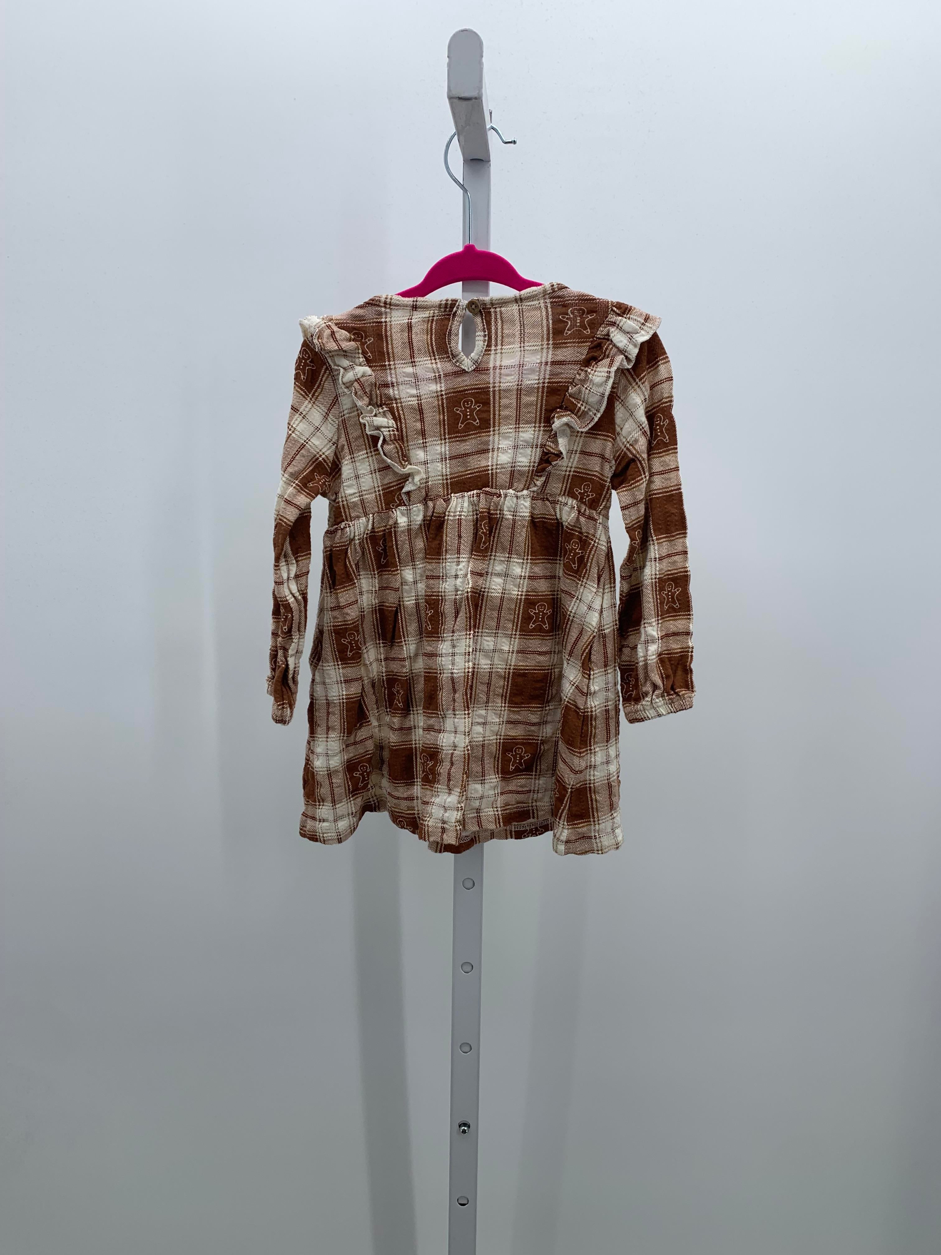 LONG SLV DRESS PLAID GINGERBREAD