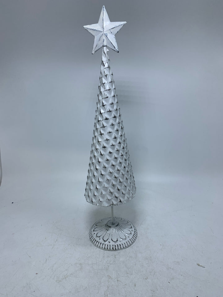 WHITE METAL LIGHTWEIGHT CHRISTMAS TREE.