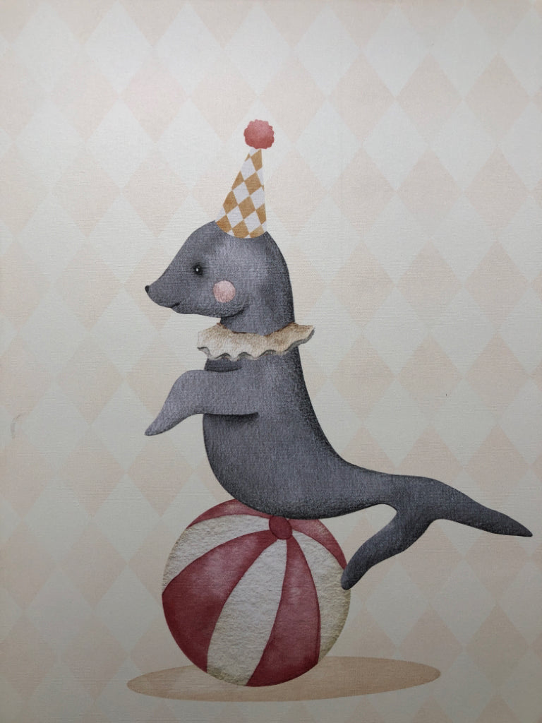 SEAL ON BALL CANVAS ART.