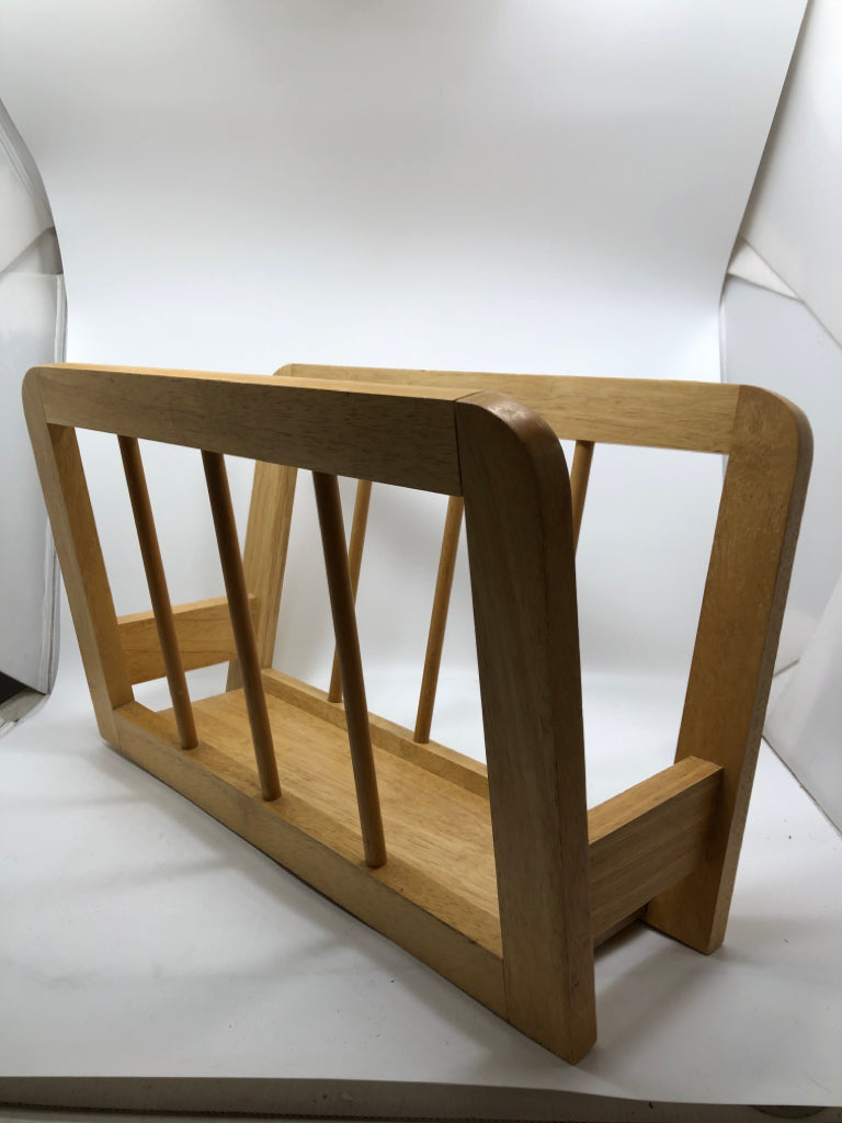 WOODEN MAGAZINE HOLDER.