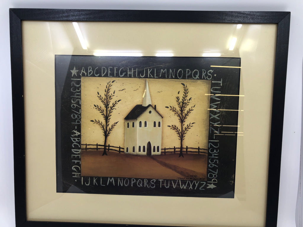 PRIMITIVE CHURCH ALPHABET WALL DECOR.