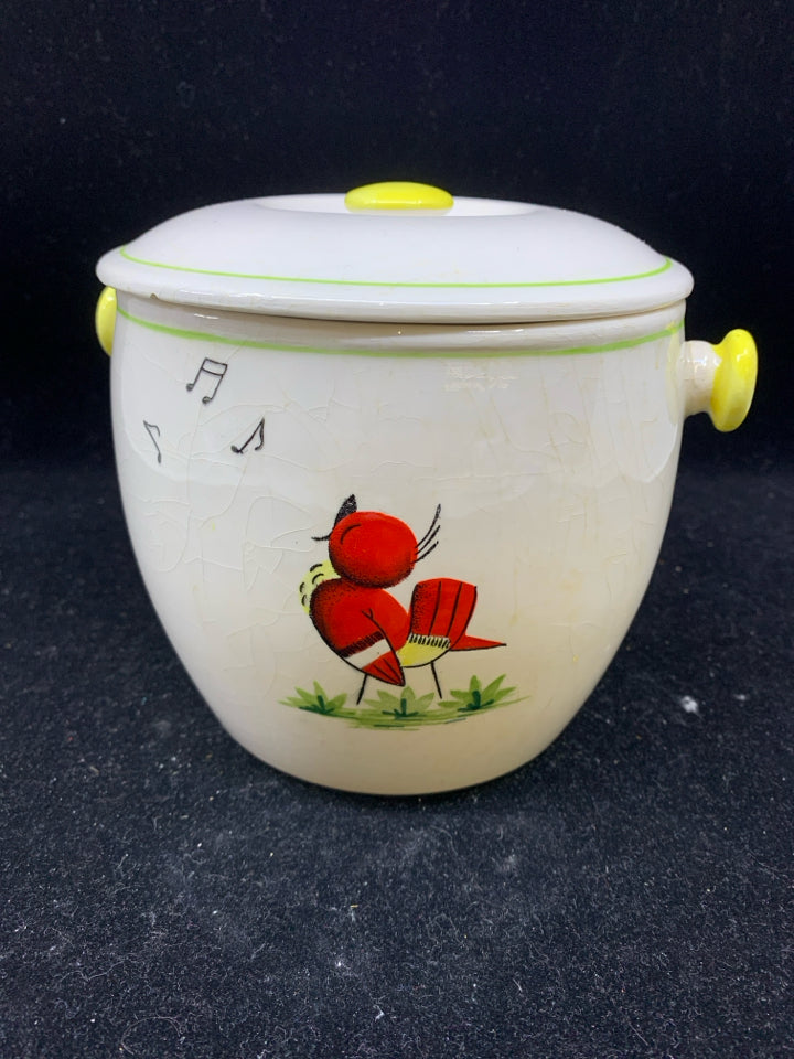 VTG BIRD SINGING CANISTER.
