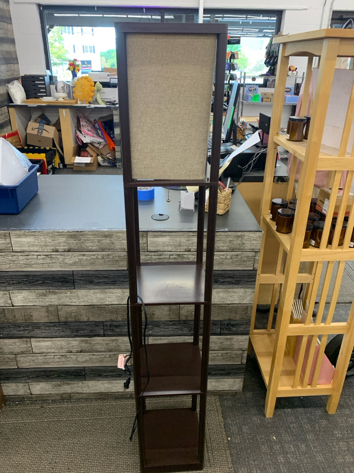 TALL SQUARE LAMP W 3 SHELVES.