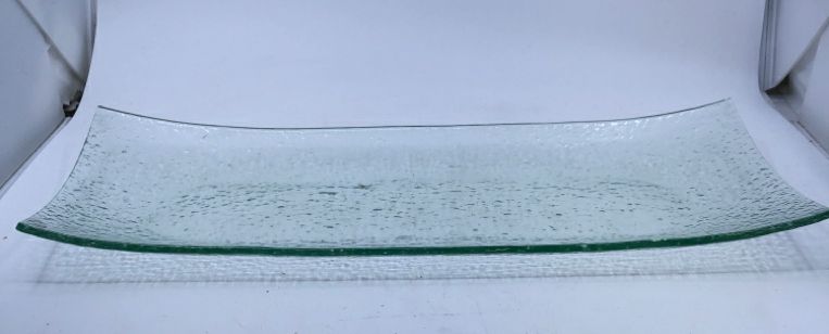 RECTANGLE CLEAR BUBBLE GLASS TRAY.