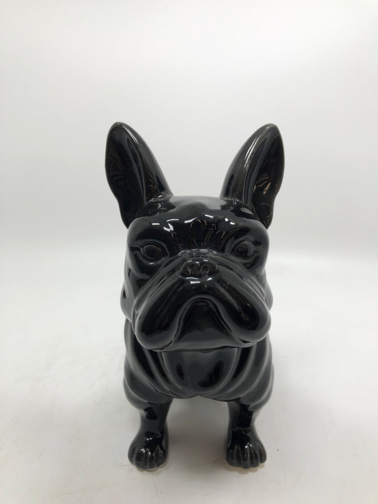 BLACK BULL-DOG CERAMIC FIGURE.