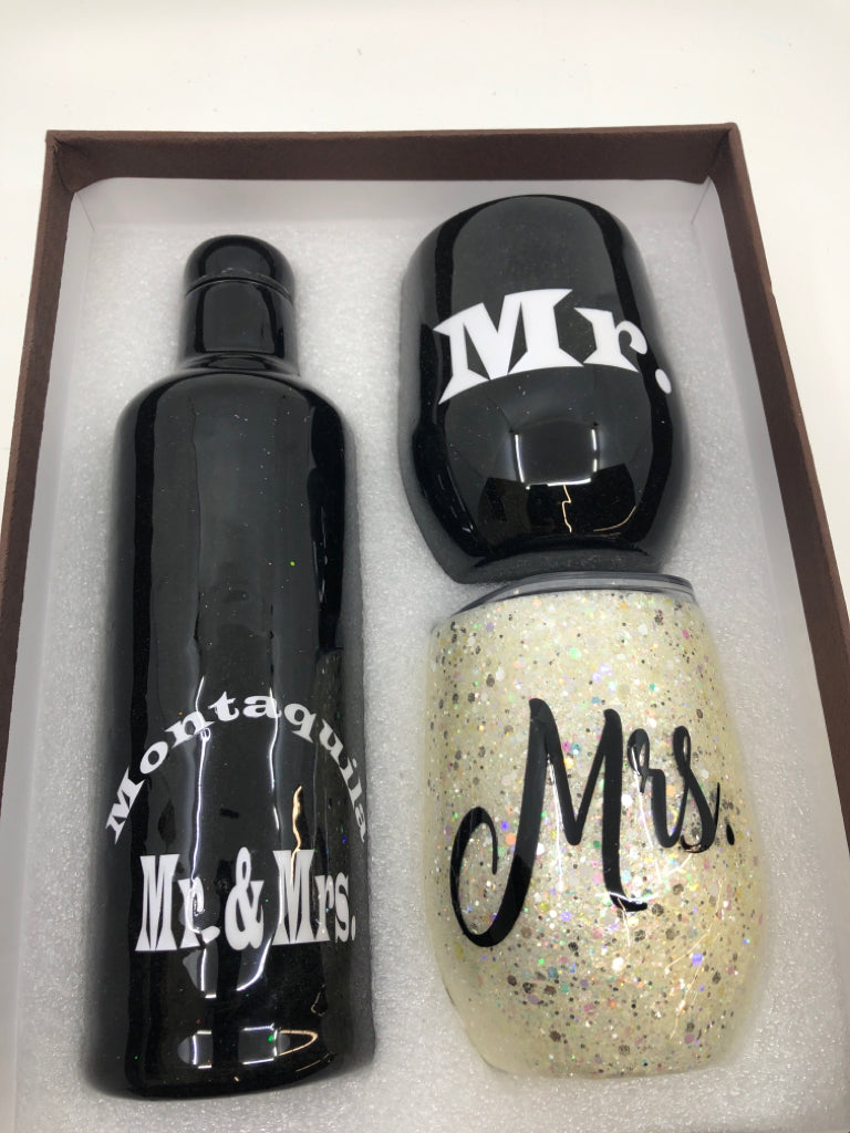 NIB MR + MRS TUMBLERS W/ WINE TUMBLER GIFT SET