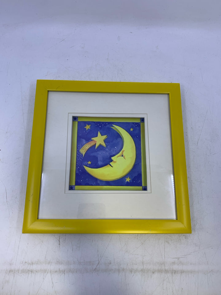 MOON & SHOOTING STAR FRAMED PRINT.