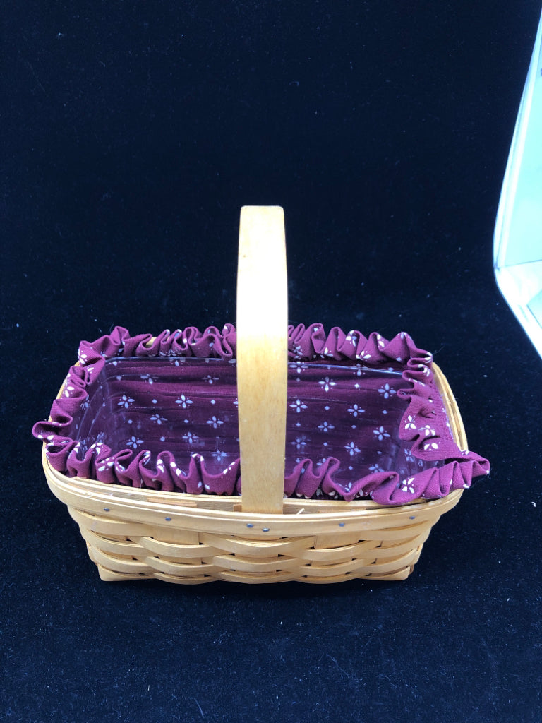 1999 BASKET W SINGLE HANDLE, MAROON LINER + PROTECTOR.