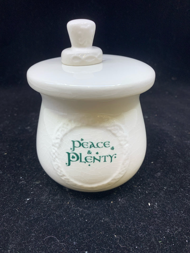 3PC PEACE PLENTY SMALL JAR W LID AND SPREADER.