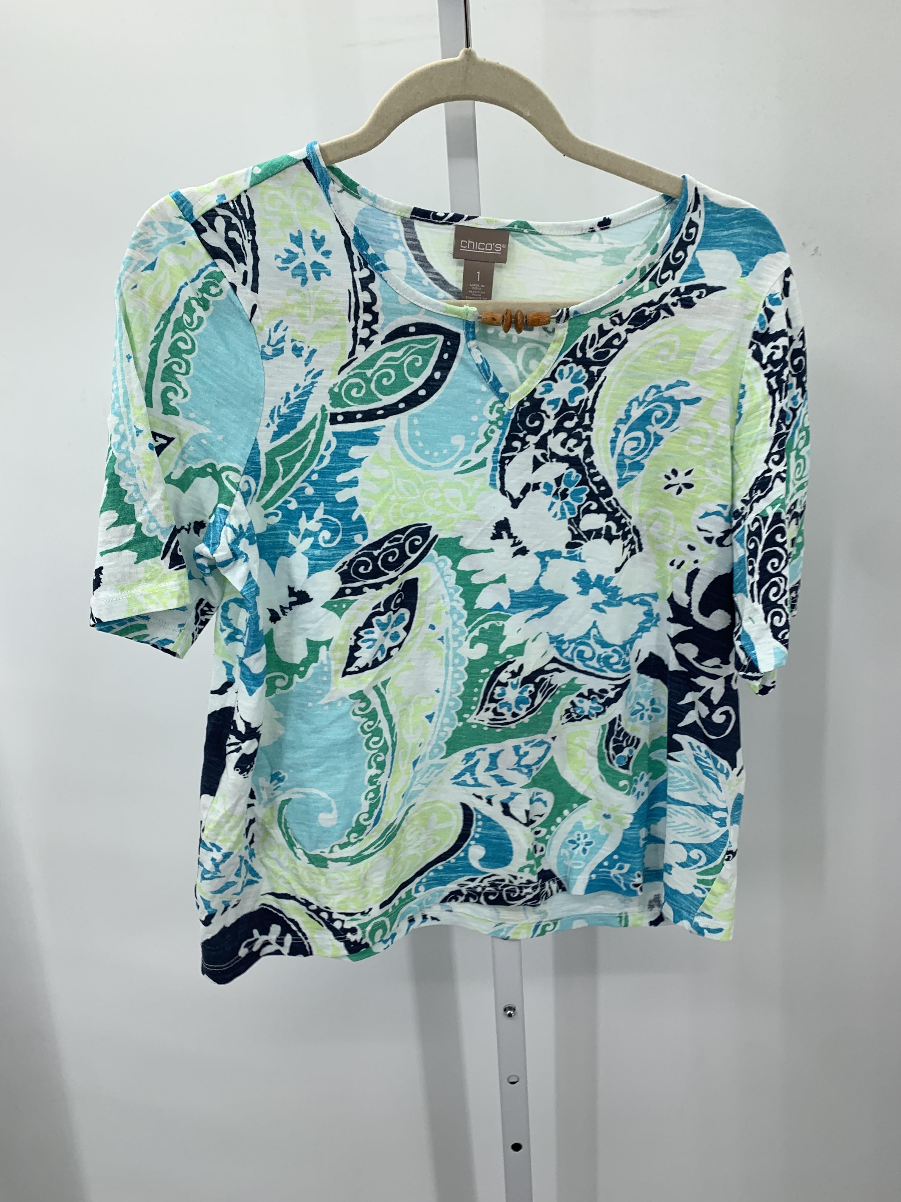 Chico's Size Small Misses Short Sleeve Shirt