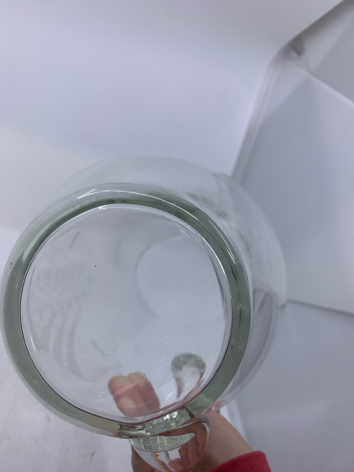 CLEAR GLASS PITCHER W/ ETCHED SAIL BOAT ICE LIP.