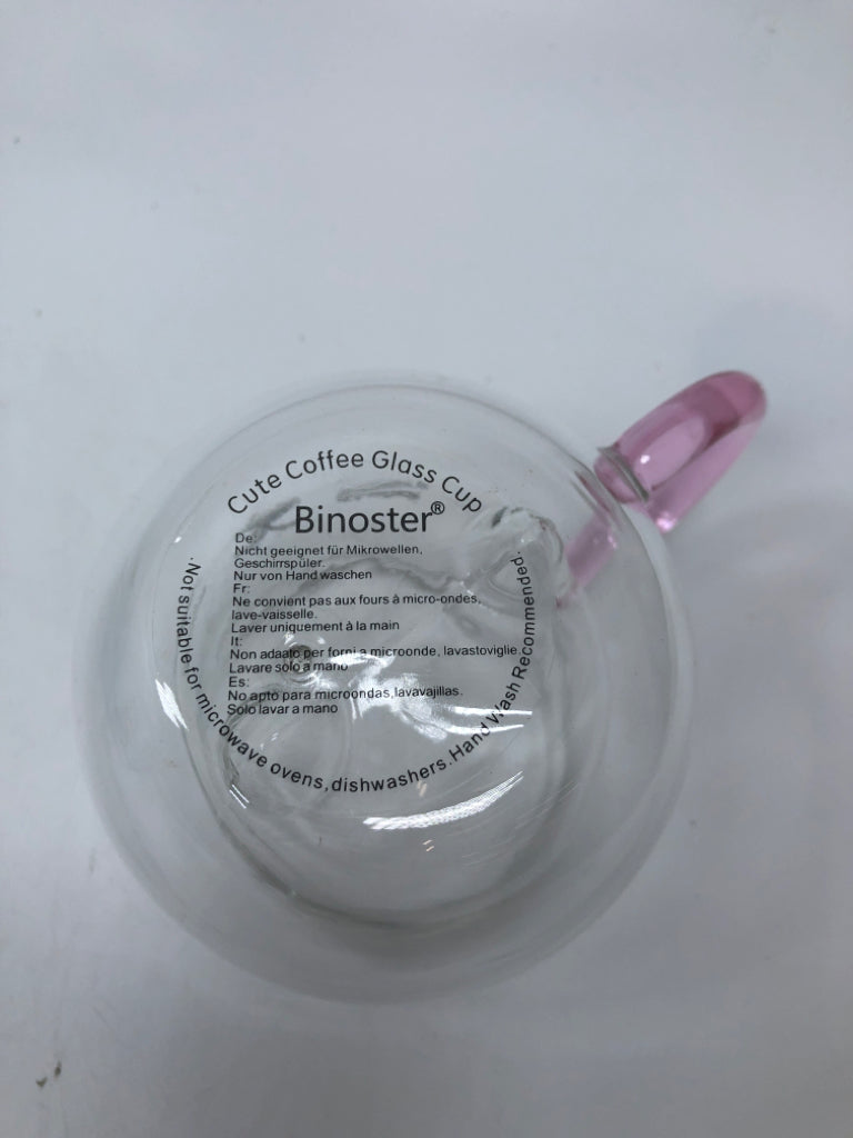 NIB CAT DOUBLE WALL GLASS CUP.