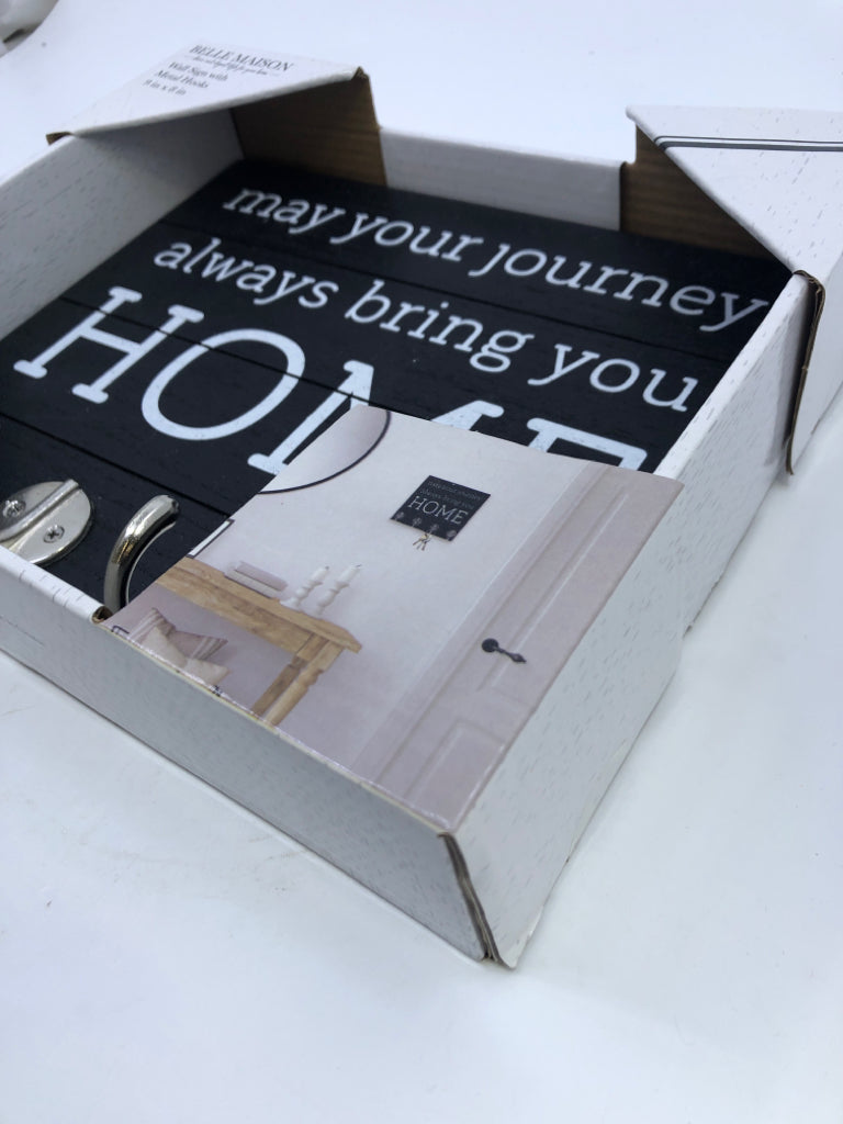 NIB "MAY YOUR JOURNEY" WALL SIGN W/ HOOKS.