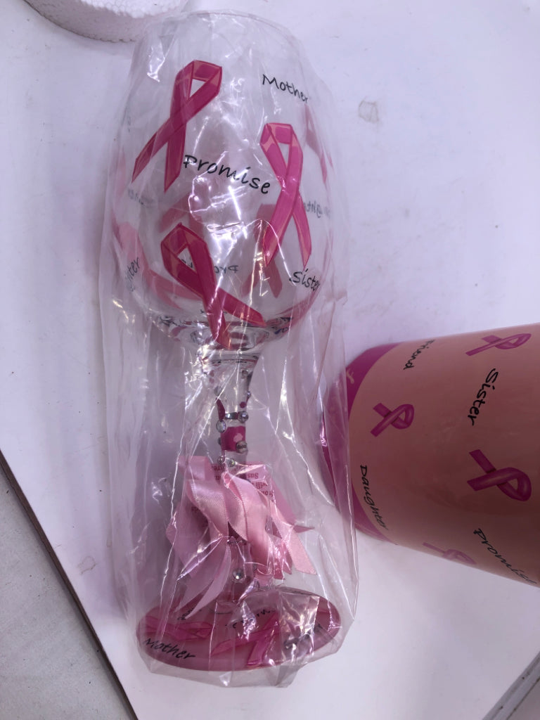 NIB "PINK RIBBON" LOLITA WINE GLASS.