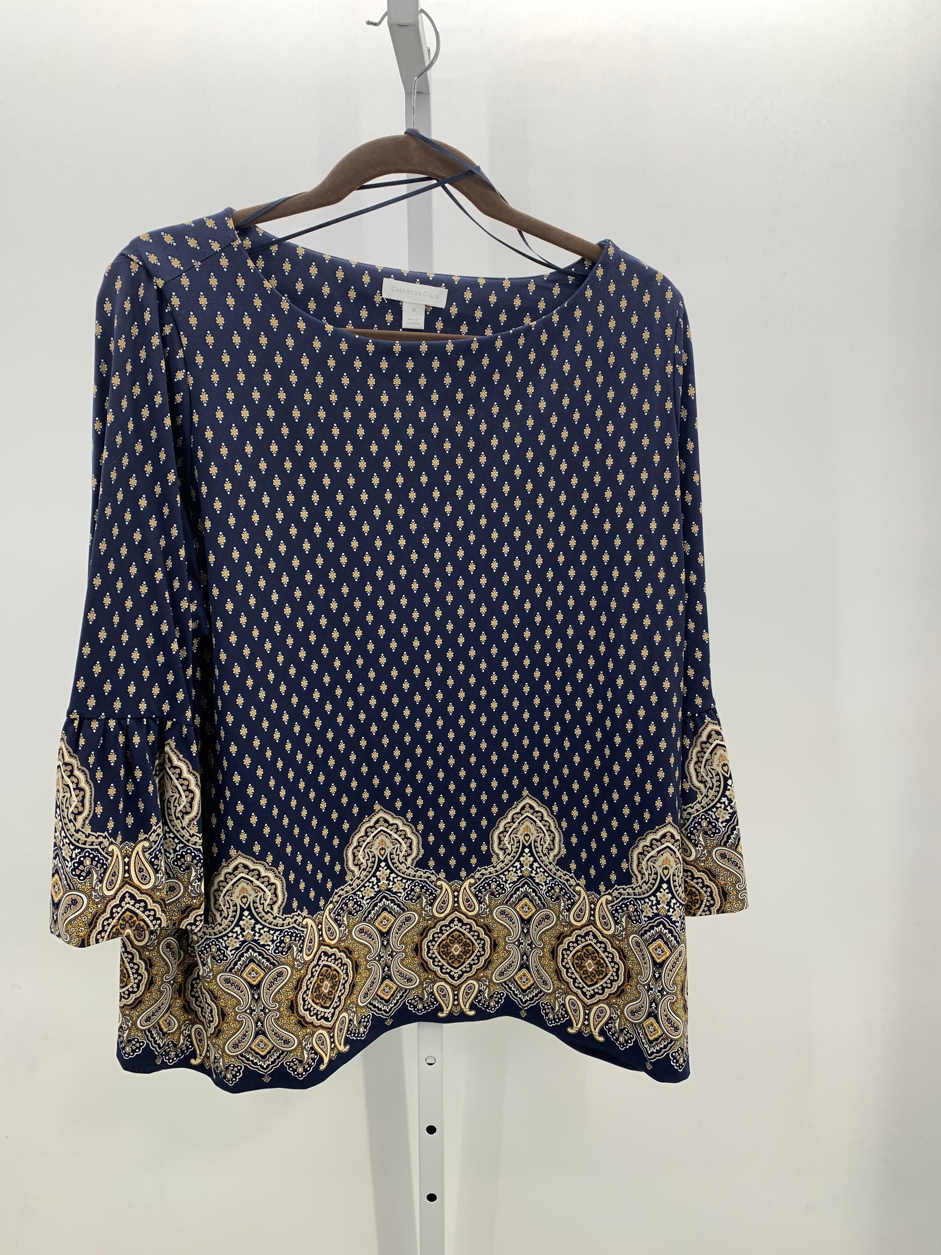 Charter Club Size 1X Womens 3/4 Sleeve Shirt