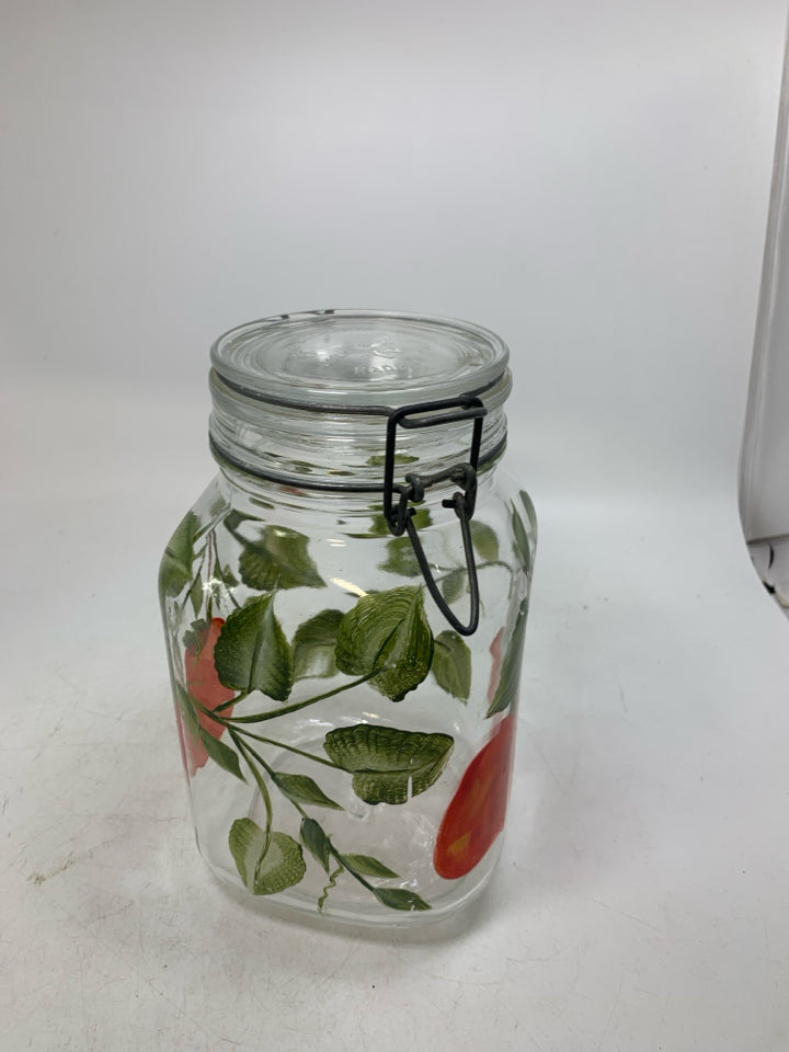 PER ALIMENTI GLASS PAINTED APPLE JAR.