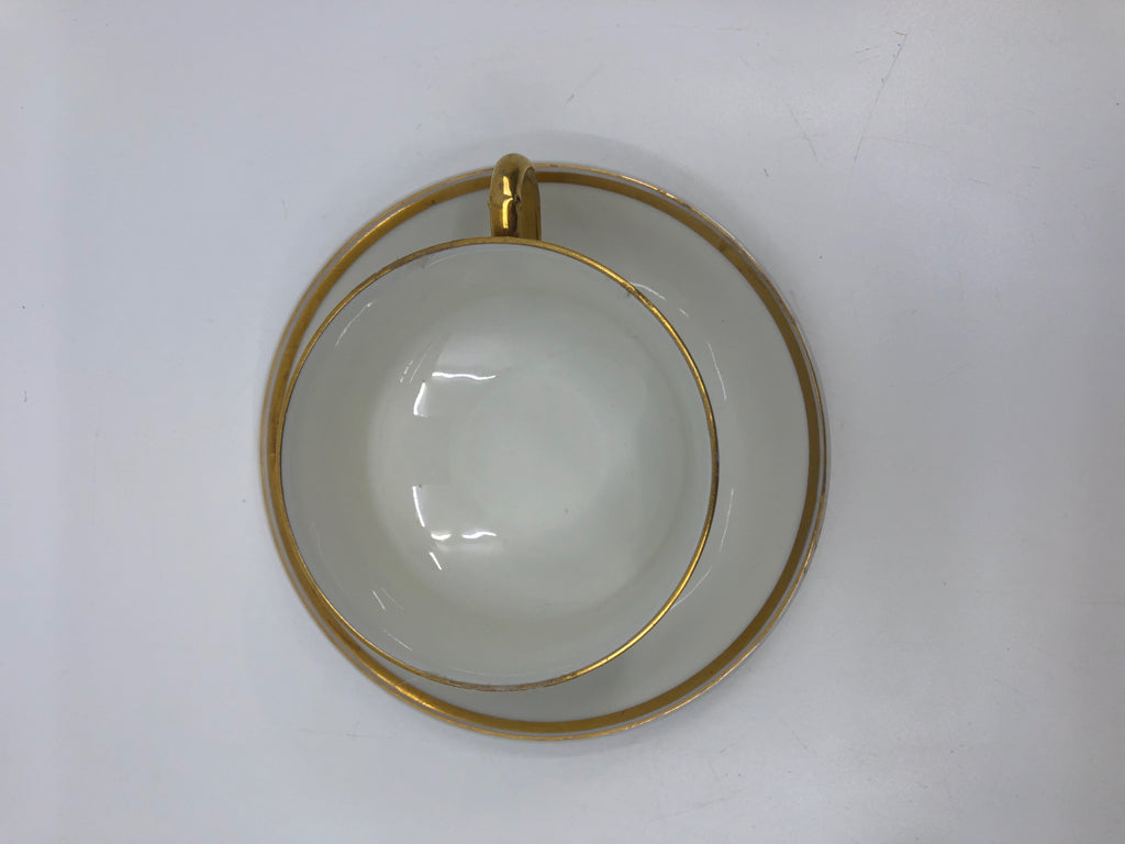CREAM W/ GOLD RIM TEA CUP/SAUCER HAVILAND.