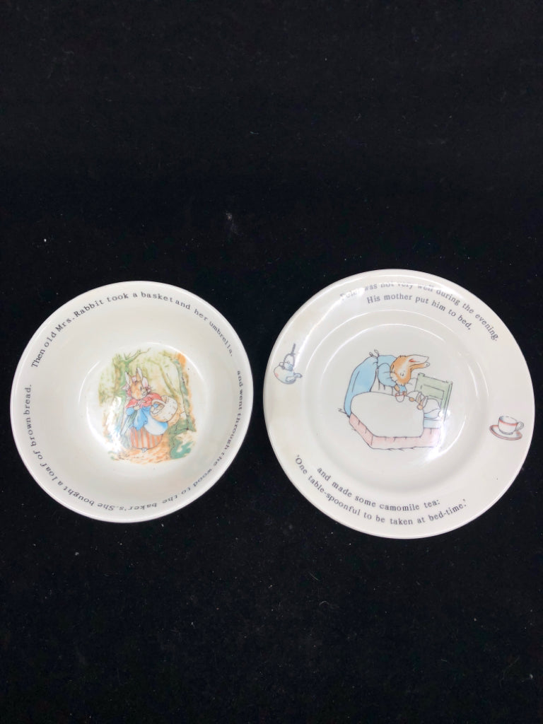 2 PC WEDGWOOD PETER RABBIT PLATE/BOWL.