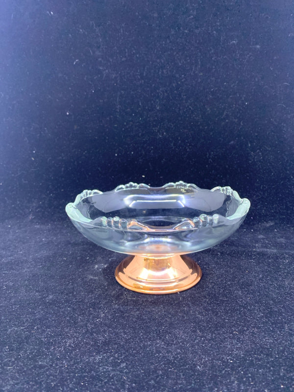 VTG GOLD FOOTED GLASS BOWL.