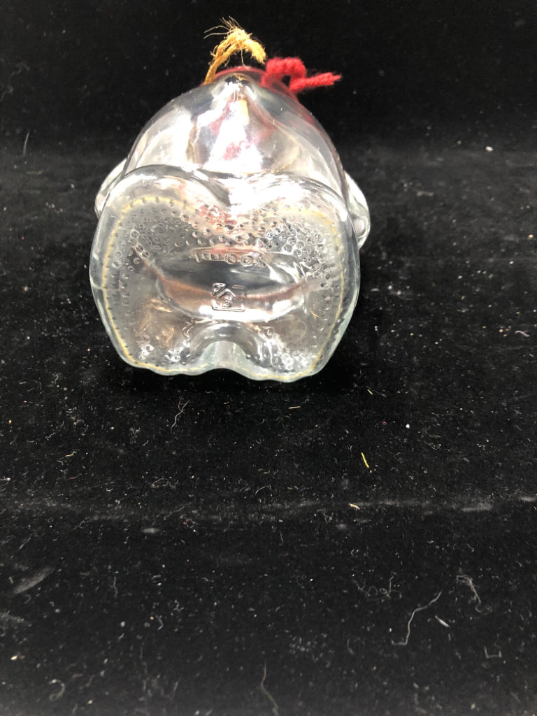 POLAR BAR CLEAR GLASS W/ RED HAT & SNOW SHOES.