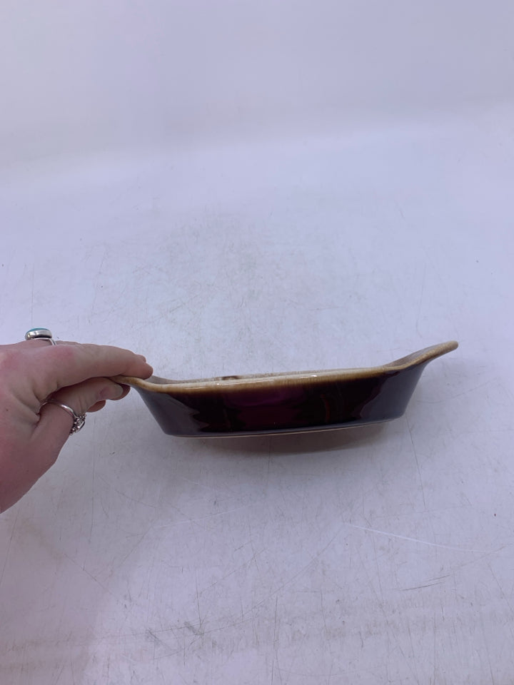 VTG SMALL OVAL BAKER BROWN DRIP GLAZE.