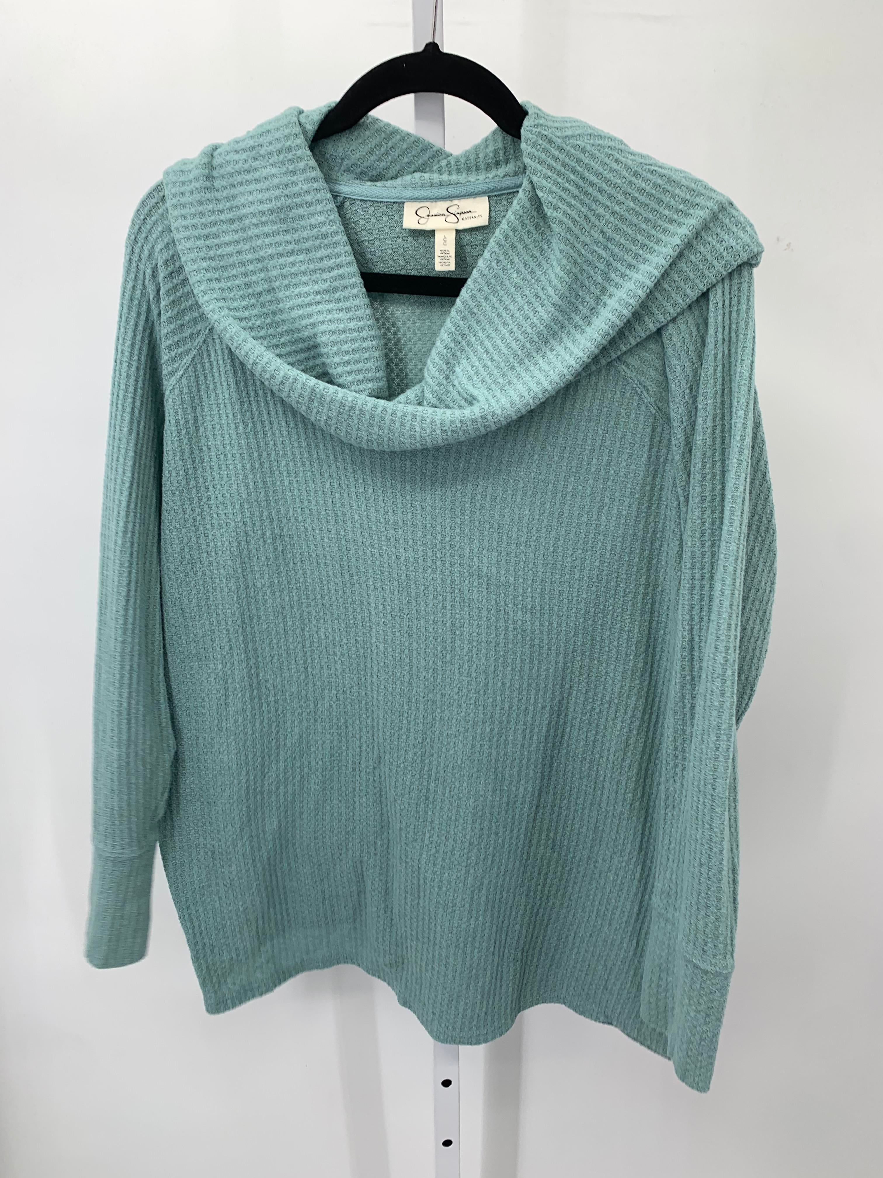 Jessica Simpson Blue Size Large Maternity Long Sleeve Shirt