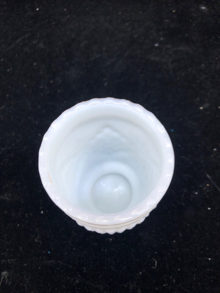 VTG MILK GLASS TOOTHPICK HOLDER.