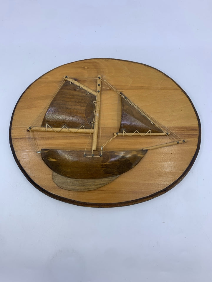 OVAL SHIP WALL WOOD WALL HANGING.