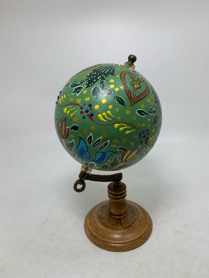 PAINTED DECORATIVE GLOBE.
