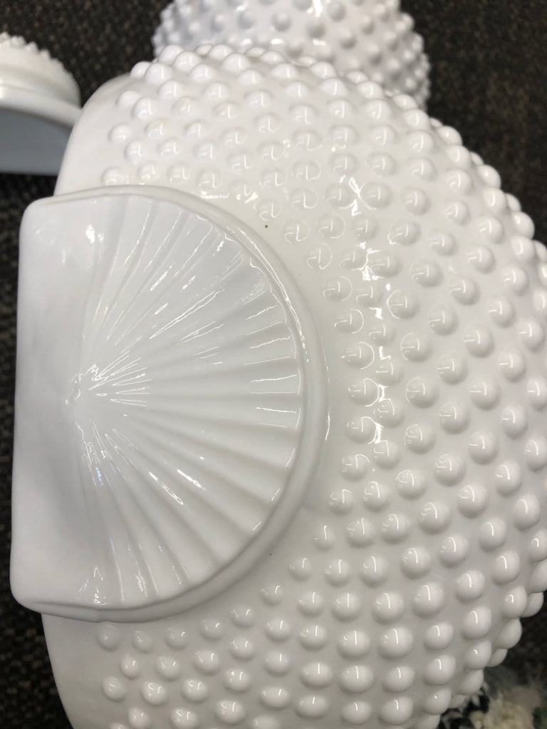 2pc VTG HOBNAIL WALL FOUNTAIN- MILK GLASS SPOUT WATER HOLDER W DRIP BASIN.