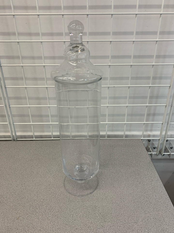 CLEAR GLASS APOTHECARY JAR W/LID.