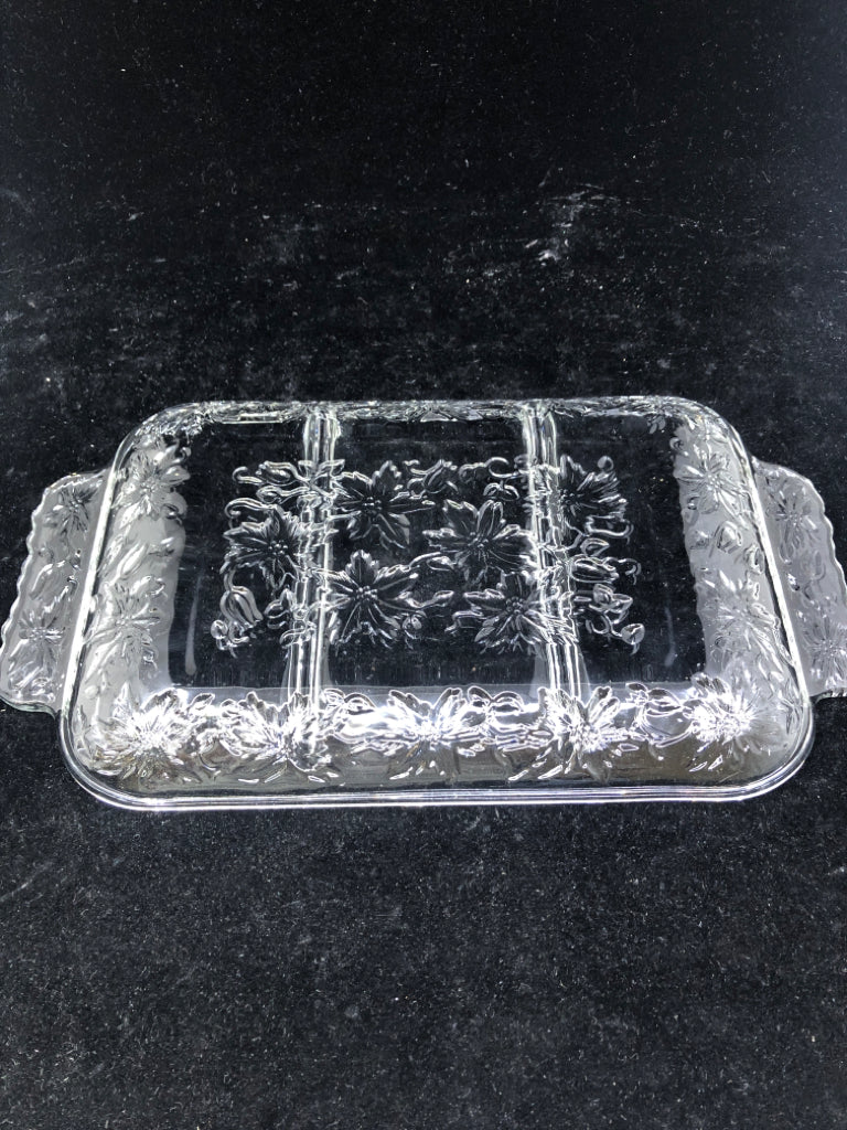 VTG RECTANGLE FLORAL PATTERN DIVIDED SERVER.