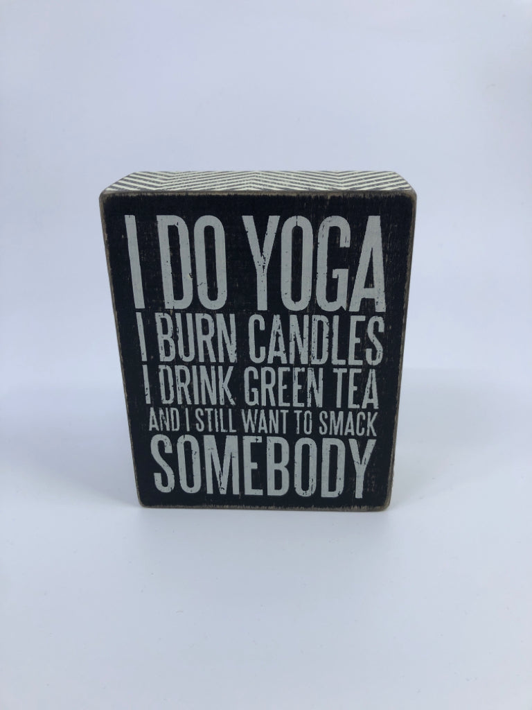 I DO YOGA WOOD BLOCK DECOR.