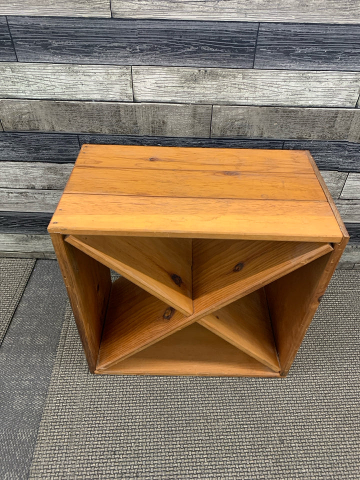 WOOD ABSTRACT WINE RACK CUBE.