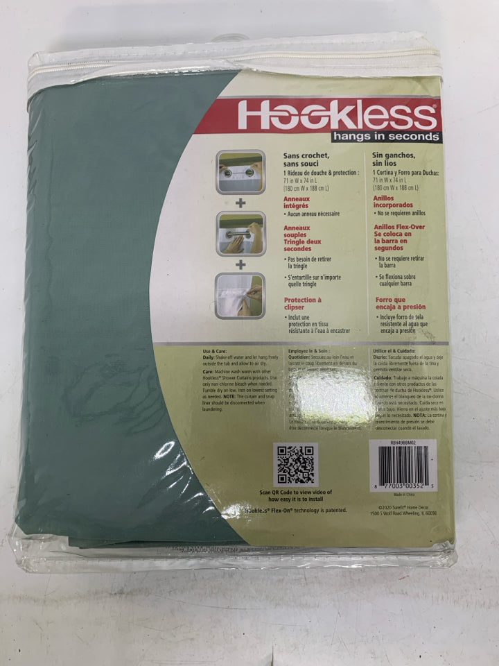 NIP HOOKLESS BLUE SHOWER CURTAIN.