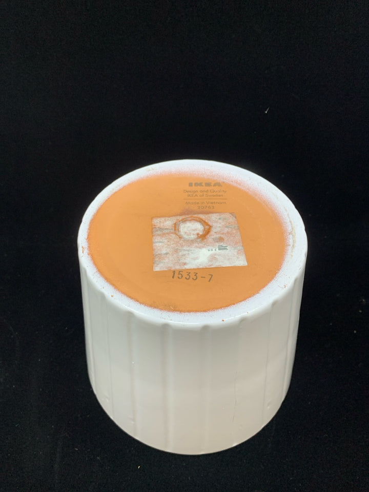 WHITE GLAZED TERRA COTTA PLANTER.