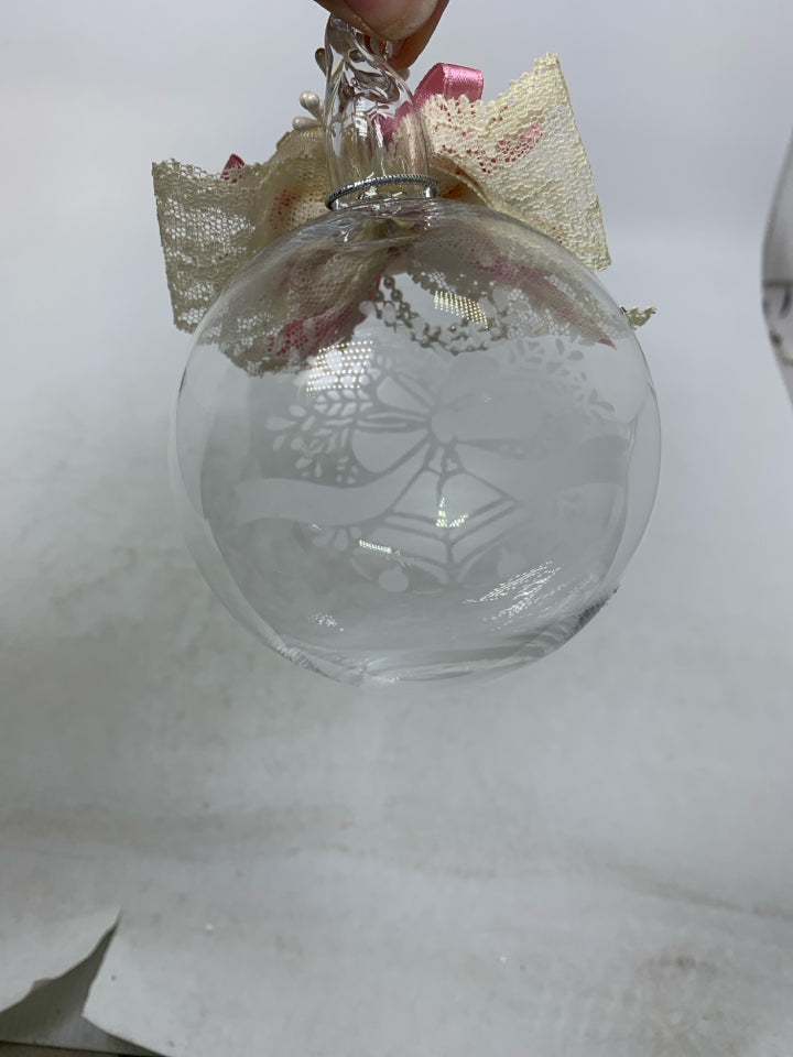 PRINCESS HOUSE GLASS BULB W/ ETCHED BELLS ORNAMENT.