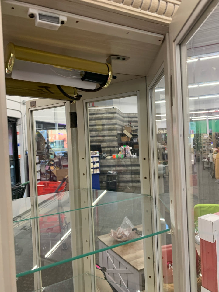 CREAM CURIO CABINET.