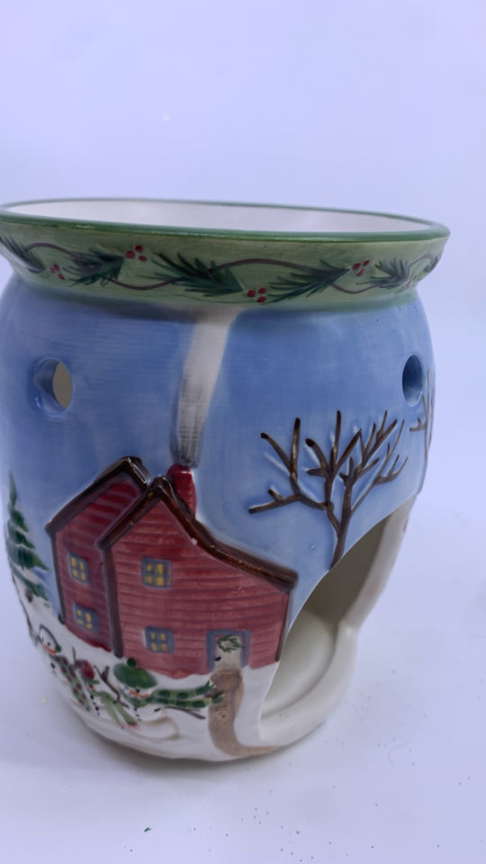 WINTER SCENE SNOWMAN TART WARMER.