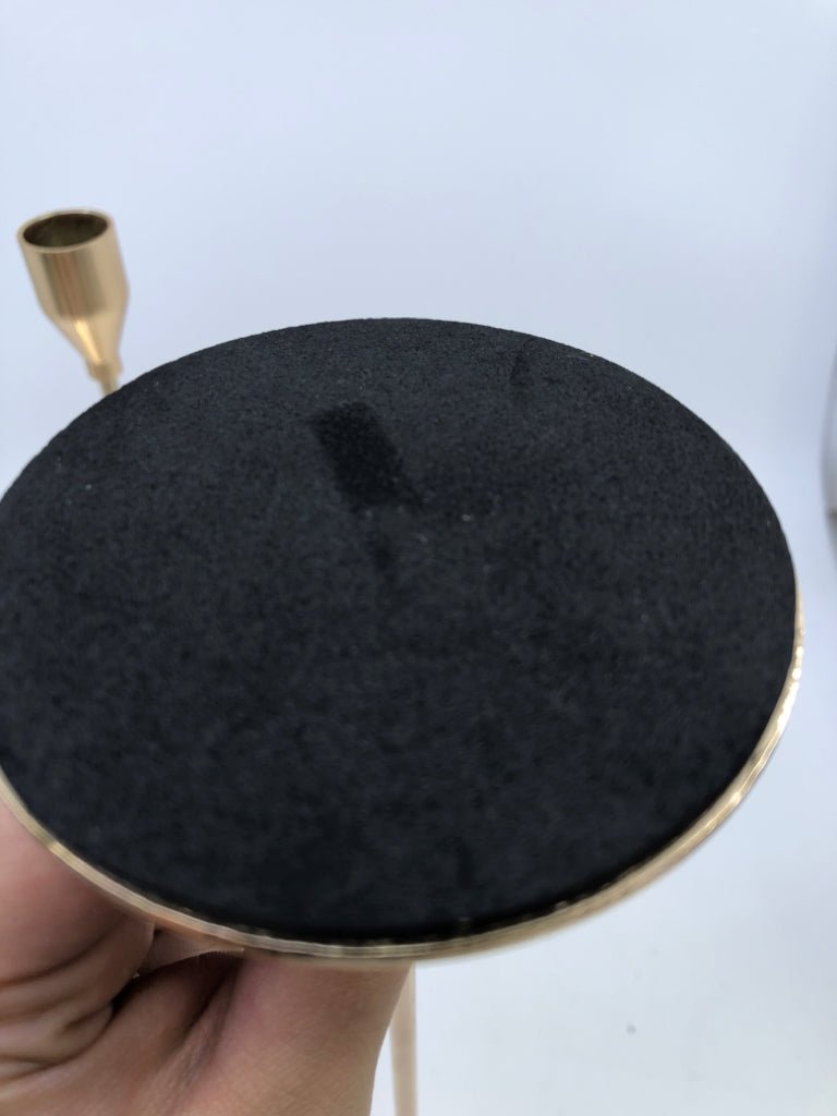 3 GOLD TAPER CANDLE HOLDER.
